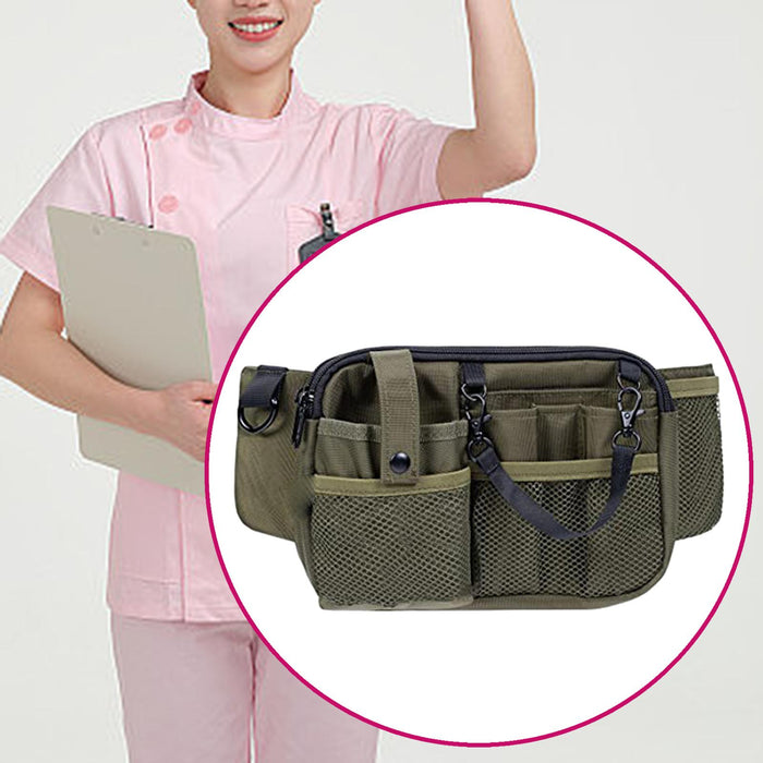 Crofta Nurse Pouch Waist Bag Apron Hip Bag Utility Waist Pack Nurse Tool Belt Pouch Green