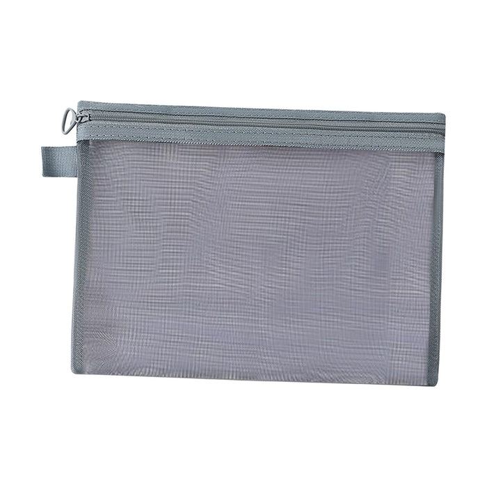 Crofta Portable Mesh Travel Bag Cosmetic Pouch Bag for Offices Toiletries Gray L