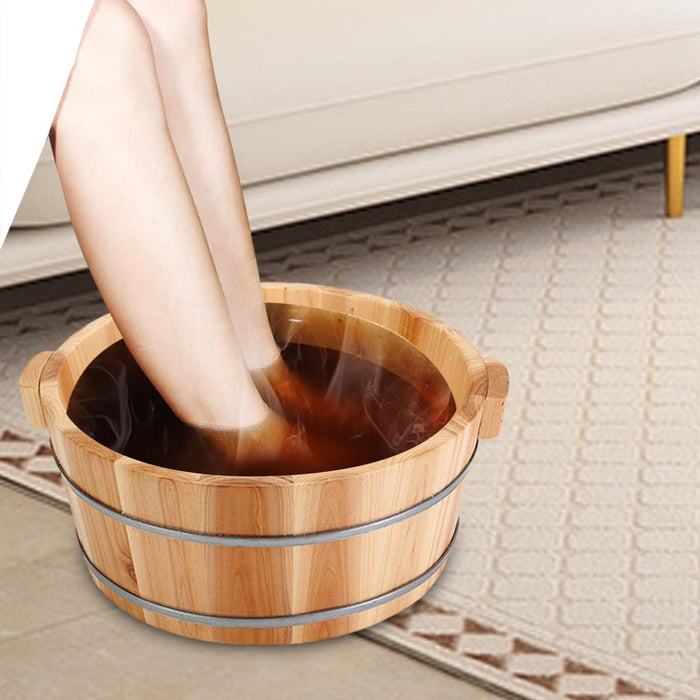 Crofta Wood Footbath Basin Household Home Supplie Foot Soaking Bath Basin Basin Tub 16x36cm A