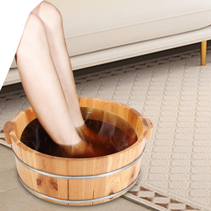 Crofta Wood Footbath Basin Household Home Supplie Foot Soaking Bath Basin Basin Tub 16x40cm A