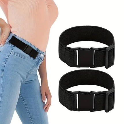 Crofta 2 Pieces No Buckle Belt Waist Belt Elastic Stretch Belt for Travel Men Women