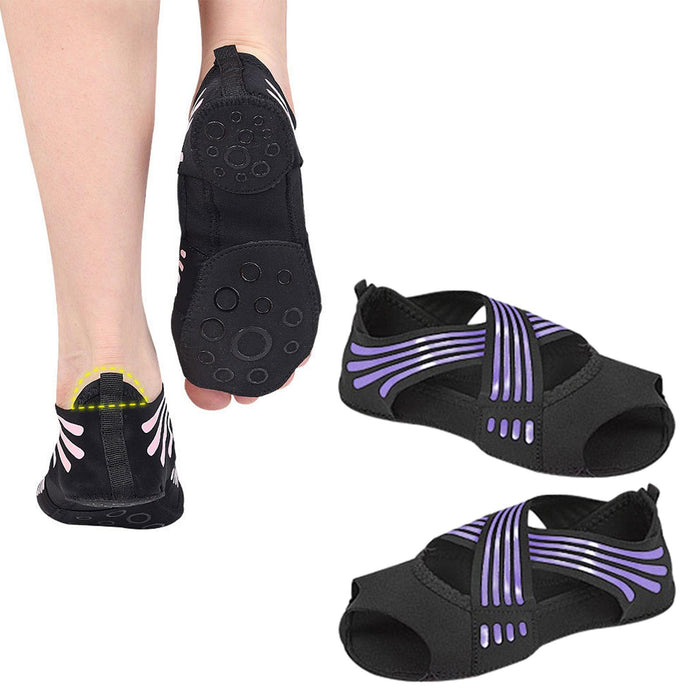 Crofta Yoga Socks for Women Clasped Pilates Socks Grip Socks for Barre Yoga Pilates S Violet