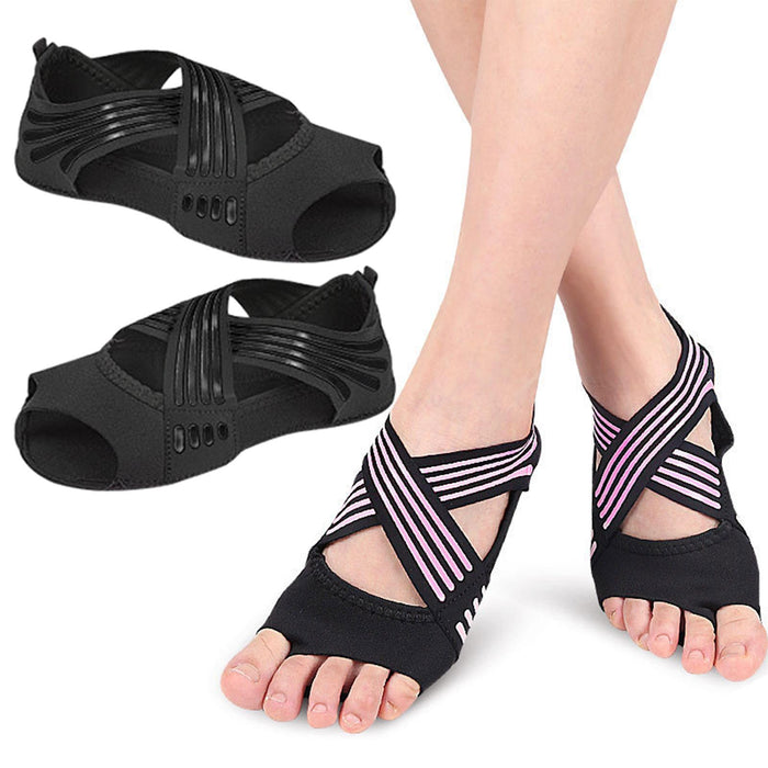 Crofta Yoga Socks for Women Clasped Pilates Socks Grip Socks for Barre Yoga Pilates S Black