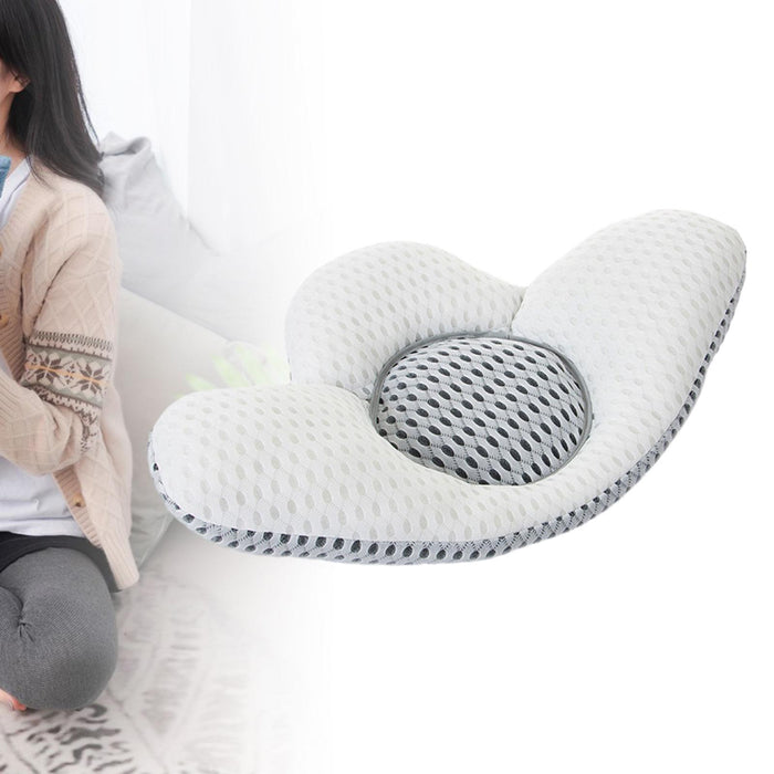 Crofta 3D Lumbar Pillow Adjustable Height Practical Gadgets Detachable Back Cushion Grey White