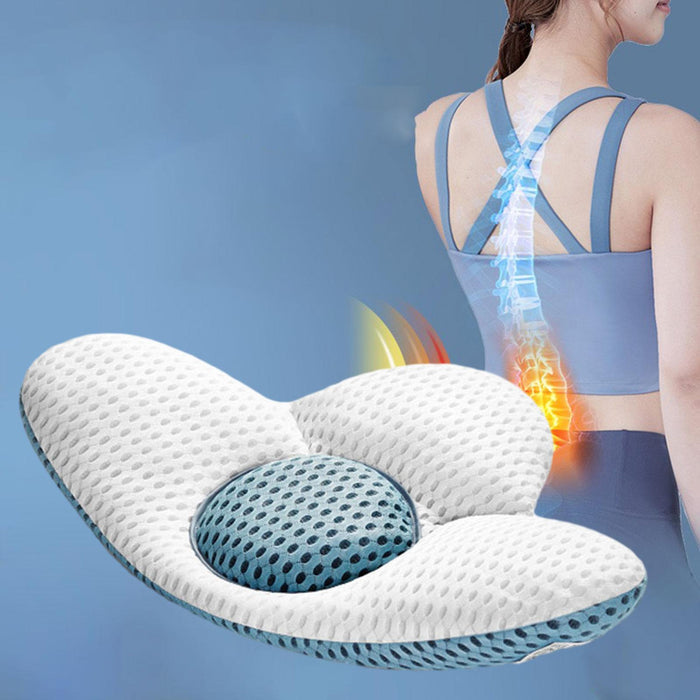 Crofta 3D Lumbar Pillow Adjustable Height Practical Gadgets Detachable Back Cushion Blue