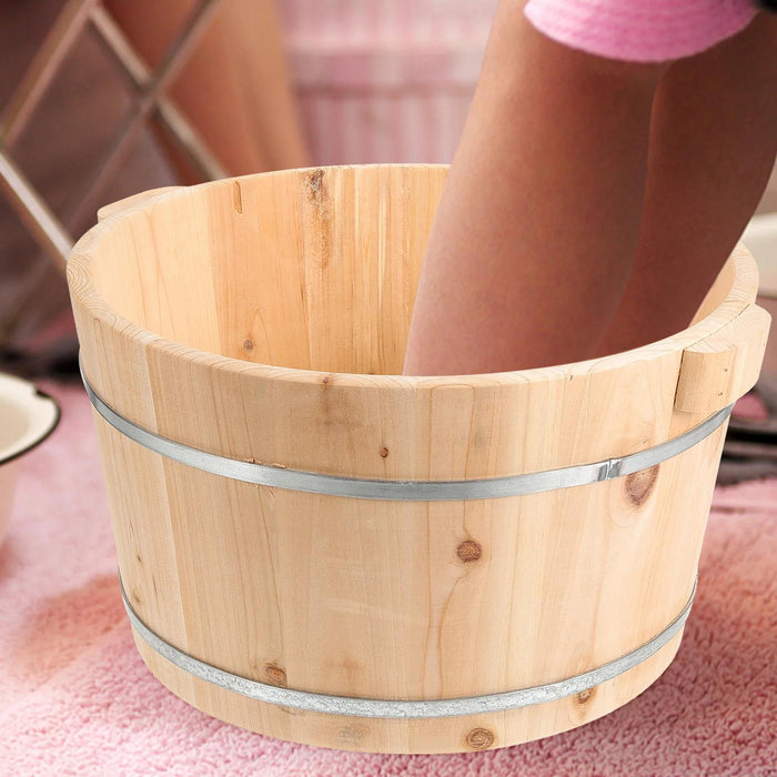 Crofta Wood Foot Bath Pedicure Tub Foot Washing Barrel for Outdoor Home Use Bedroom unilateral 25cm