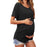 Crofta Women's Maternity Shirts Round Neck Double Layer for New Mom Daily Wear Black S