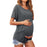 Crofta Women's Maternity Shirts Round Neck Double Layer for New Mom Daily Wear Dark Gray S