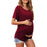 Crofta Women's Maternity Shirts Round Neck Double Layer for New Mom Daily Wear Wine Red S