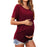 Crofta Women's Maternity Shirts Round Neck Double Layer for New Mom Daily Wear Wine Red M