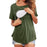 Crofta Women's Maternity Shirts Round Neck Double Layer for New Mom Daily Wear Green S