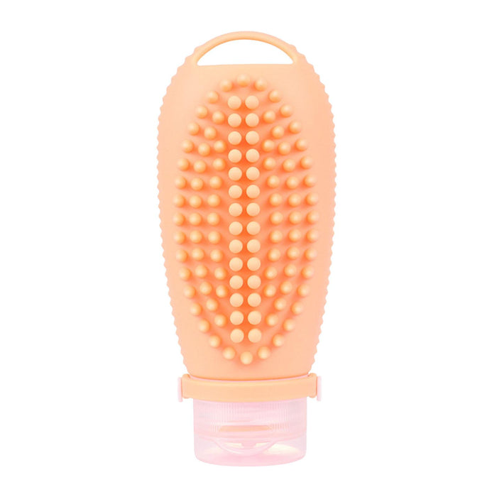 Crofta 2 in 1 Hair Shampoo Brush and Travel Bottle Silicone for Women Men Hair Comb orange