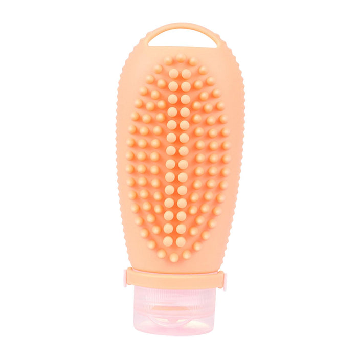 Crofta 2 in 1 Hair Shampoo Brush and Travel Bottle Silicone for Women Men Hair Comb orange