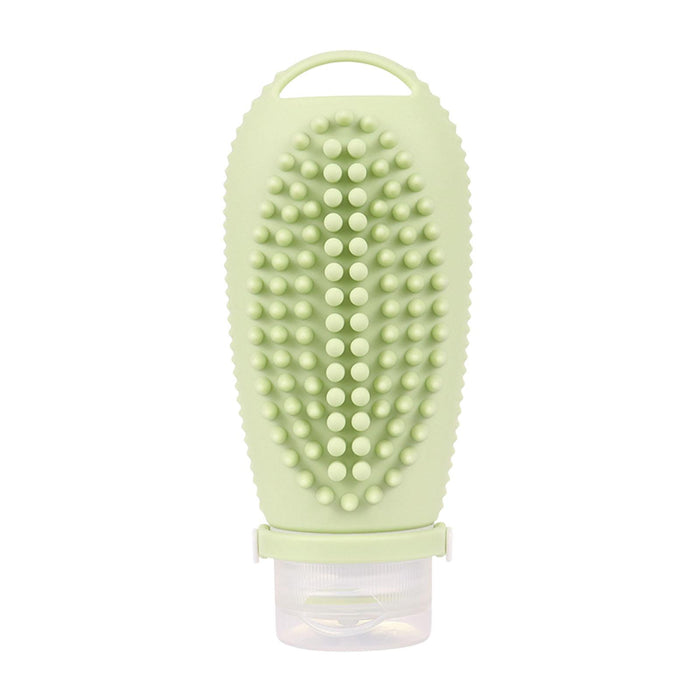 Crofta 2 in 1 Hair Shampoo Brush and Travel Bottle Silicone for Women Men Hair Comb green