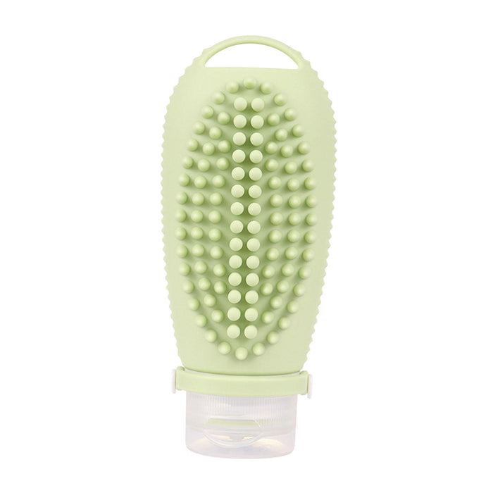 Crofta 2 in 1 Hair Shampoo Brush and Travel Bottle Silicone for Women Men Hair Comb green