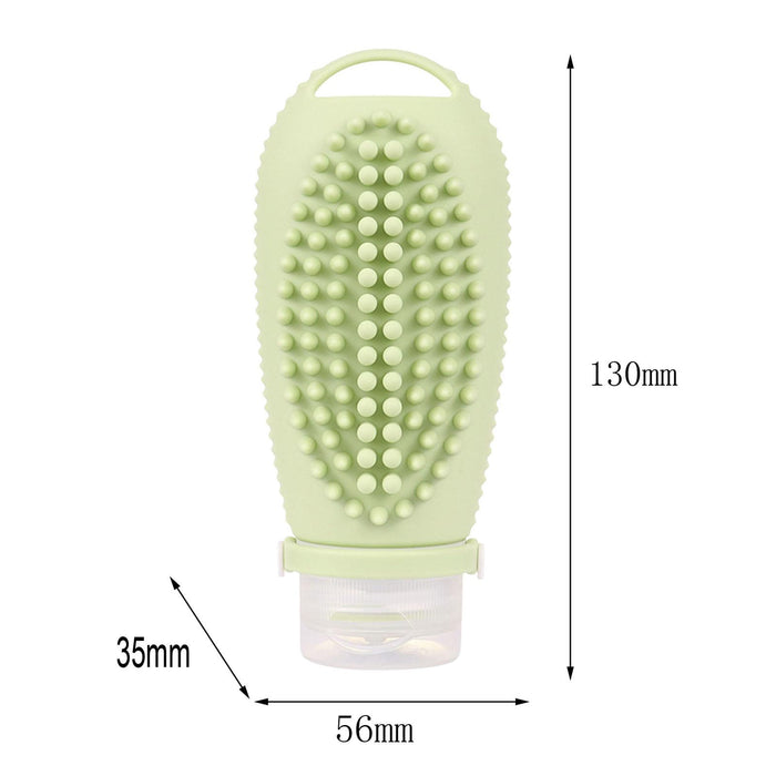 Crofta 2 in 1 Hair Shampoo Brush and Travel Bottle Silicone for Women Men Hair Comb green