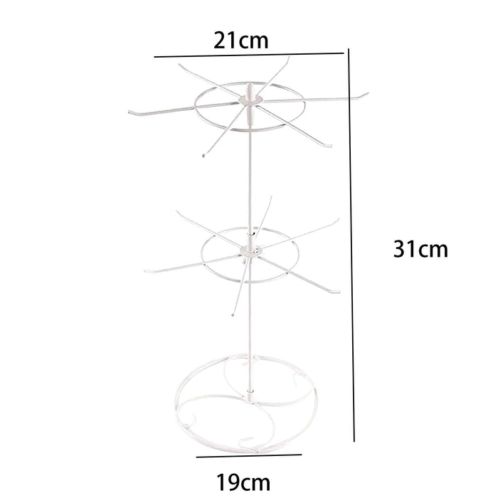 Crofta Jewelry Display Rack Rotating Earring Display Holder Stand for Rings Necklace 31CM white