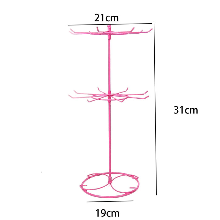 Crofta Jewelry Display Rack Rotating Earring Display Holder Stand for Rings Necklace 31CM pink