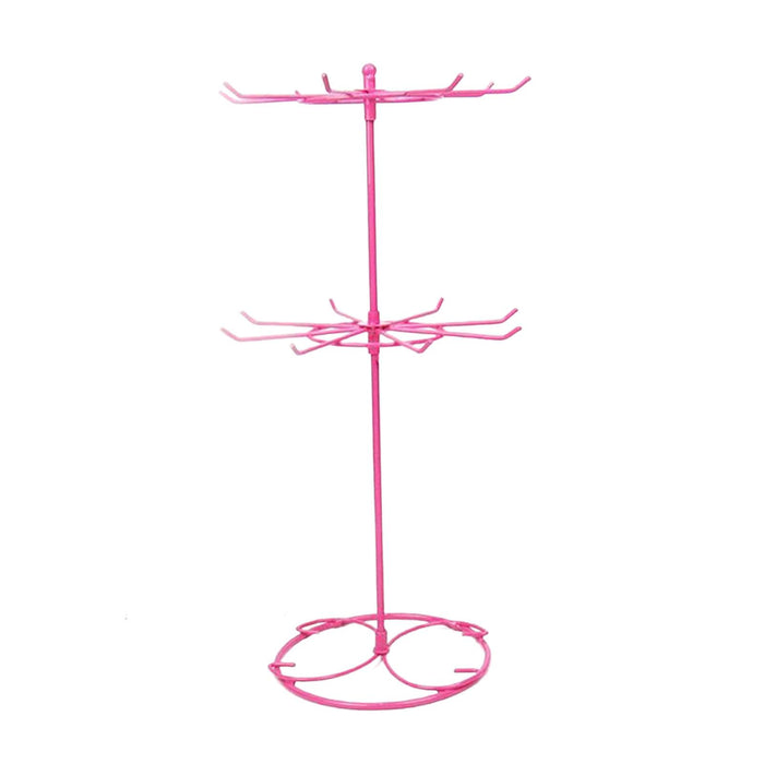 Crofta Jewelry Display Rack Rotating Earring Display Holder Stand for Rings Necklace 31CM pink