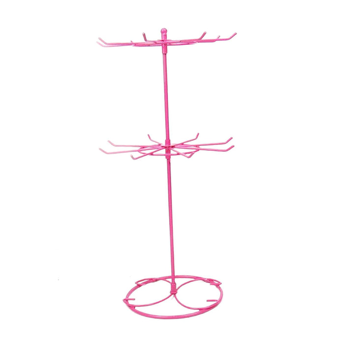 Crofta Jewelry Display Rack Rotating Earring Display Holder Stand for Rings Necklace 31CM pink