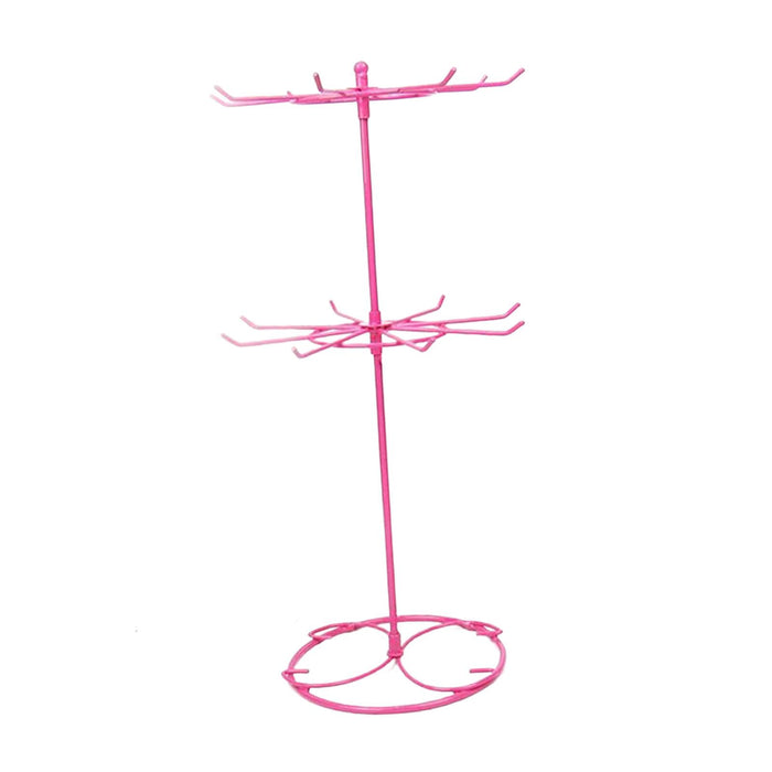 Crofta Jewelry Display Rack Rotating Earring Display Holder Stand for Rings Necklace 31CM pink