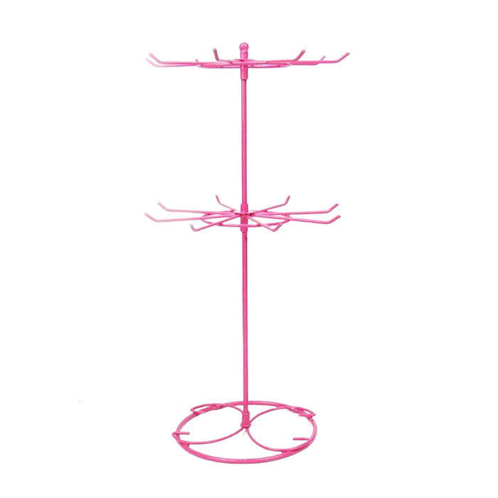 Crofta Jewelry Display Rack Rotating Earring Display Holder Stand for Rings Necklace 31CM pink