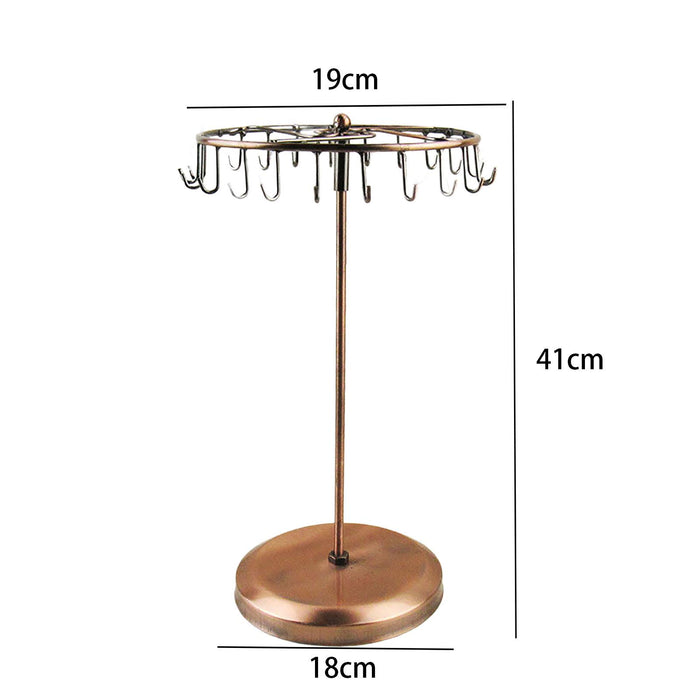 Crofta Jewelry Display Rack Rotating Earring Display Holder Stand for Rings Necklace 41CM brown