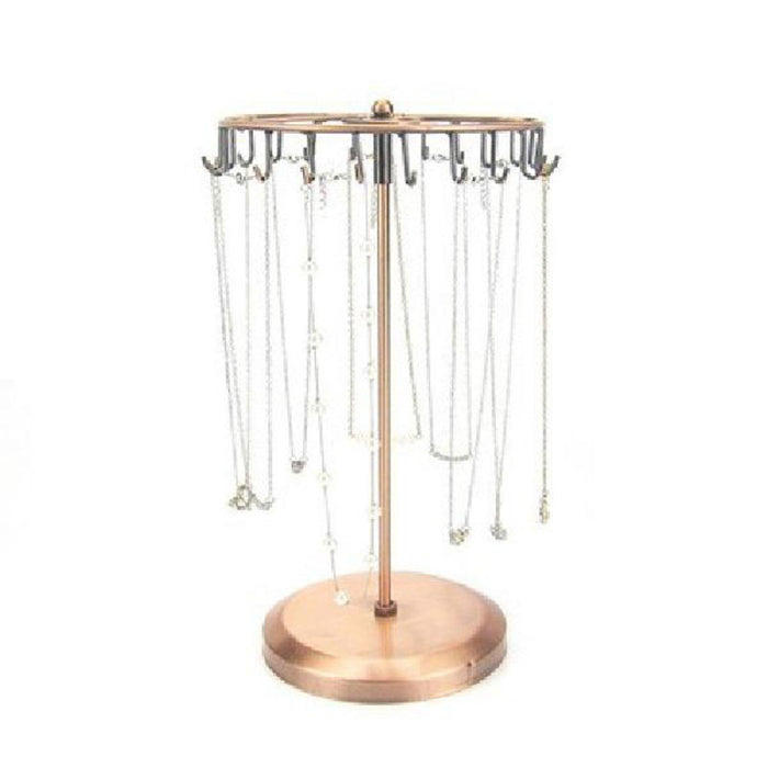 Crofta Jewelry Display Rack Rotating Earring Display Holder Stand for Rings Necklace 41CM brown