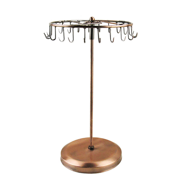 Crofta Jewelry Display Rack Rotating Earring Display Holder Stand for Rings Necklace 41CM brown