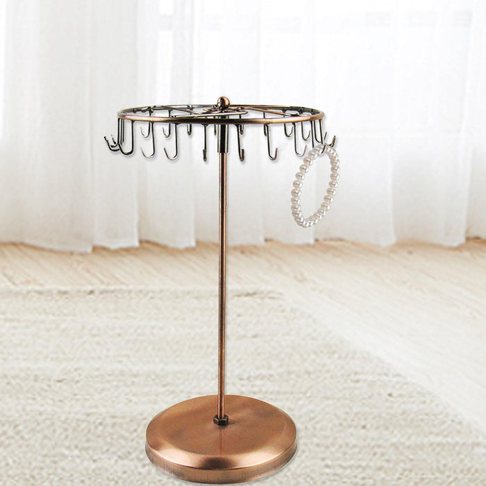 Crofta Jewelry Display Rack Rotating Earring Display Holder Stand for Rings Necklace 41CM brown