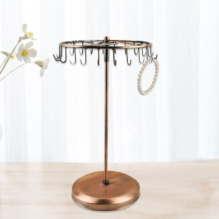 Crofta Jewelry Display Rack Rotating Earring Display Holder Stand for Rings Necklace 41CM brown