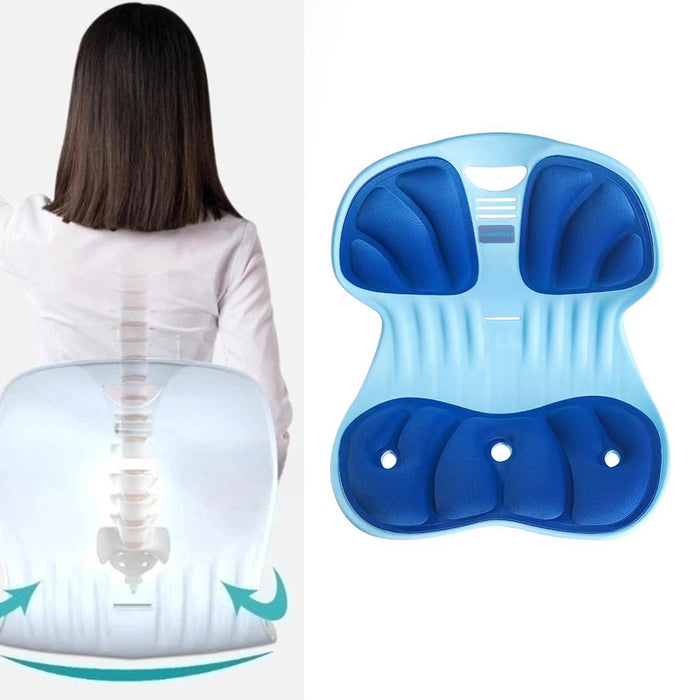 Crofta Back Posture Corrector Portable Nonslip Chair Cushion Ergonomic Back Support Blue