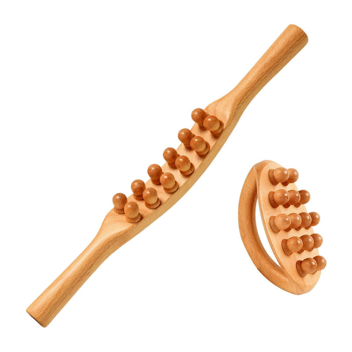 Crofta Wooden Massager Stick Wood Body Brush Guasha Stick for Leg Abdomen Full Body