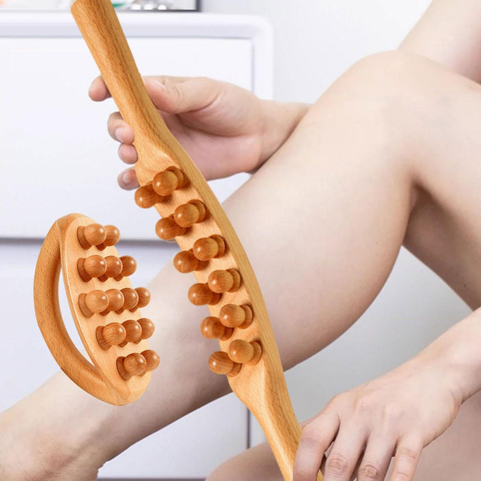 Crofta Wooden Massager Stick Wood Body Brush Guasha Stick for Leg Abdomen Full Body