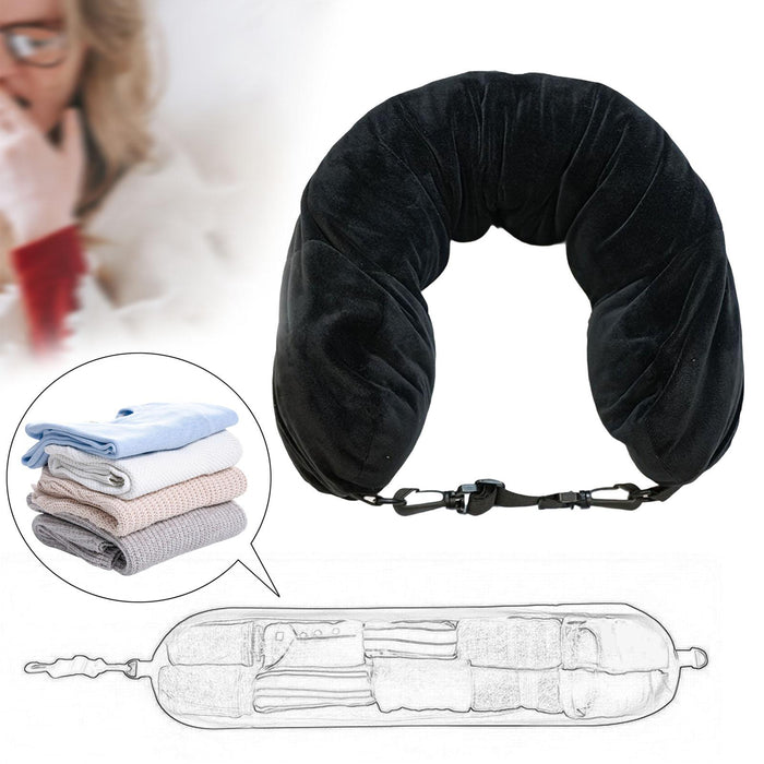 Crofta Stuffable Neck Pillow for Travel Soft Travel Headrest Fillable Travel Pillow Black