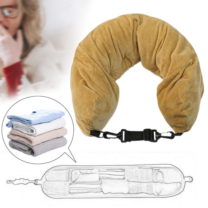 Crofta Stuffable Neck Pillow for Travel Soft Travel Headrest Fillable Travel Pillow Khaki