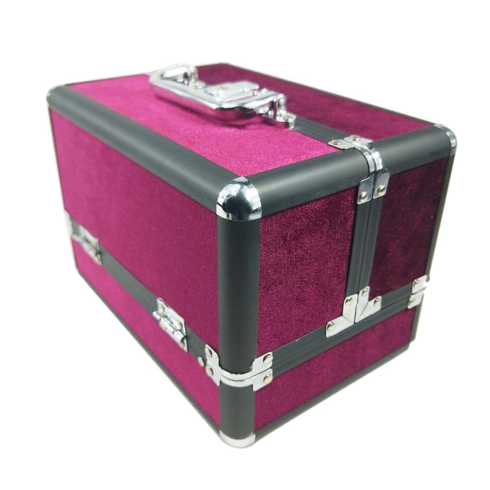 Crofta Aluminum Makeup Case Waterproof Cosmetic Tool Box for Women Girl Makeup Tool rose red