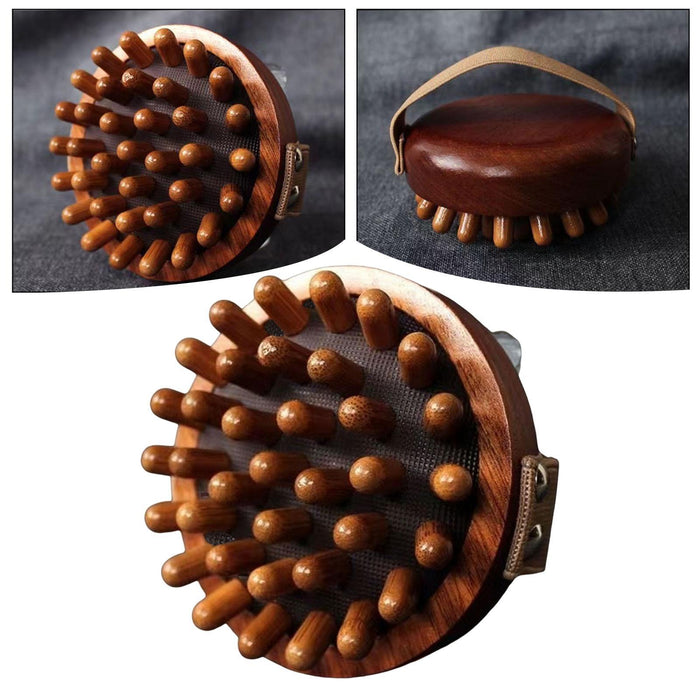 Crofta Wooden Massager Back Muscle Portable Guasha Scraping Brush for Arm Waist Leg 9.5x4.5cm Light Brown