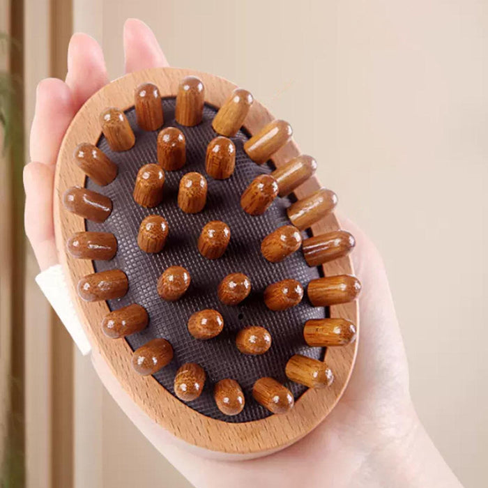 Crofta Wooden Massager Back Muscle Portable Guasha Scraping Brush for Arm Waist Leg 11x7.5cm Brown