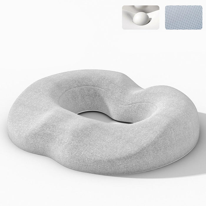 Crofta Donut Pillow Breathable Tailbone Seat Cushion for Long Sitting Office Travel Light Gray