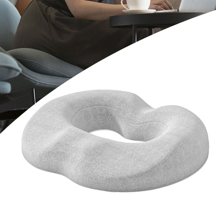 Crofta Donut Pillow Breathable Tailbone Seat Cushion for Long Sitting Office Travel Light Gray