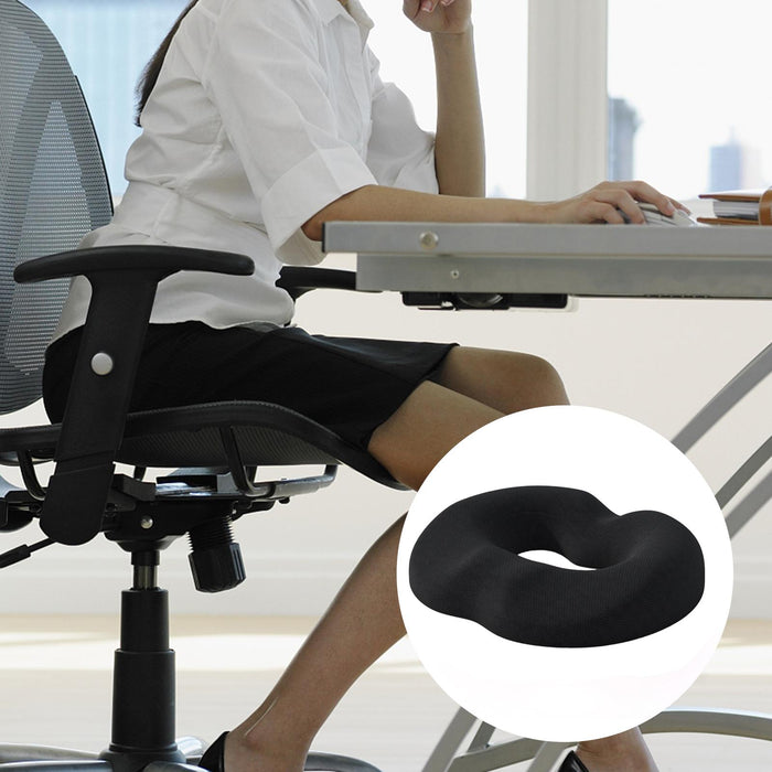 Crofta Donut Sitting Pillow Breathable Office Chair Cushion for Car Airplane Office Black