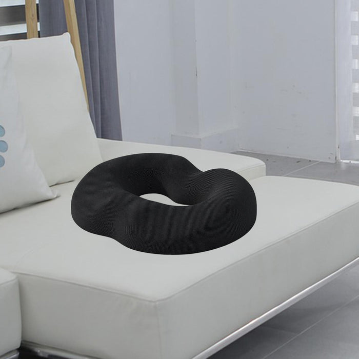 Crofta Donut Sitting Pillow Breathable Office Chair Cushion for Car Airplane Office Black