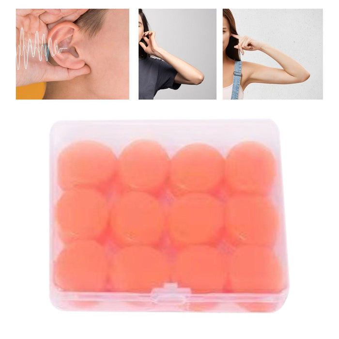 Crofta 12Pcs Ear Plugs Soft Sound Blocking Ear Plugs for Traveling Concert Studying orange