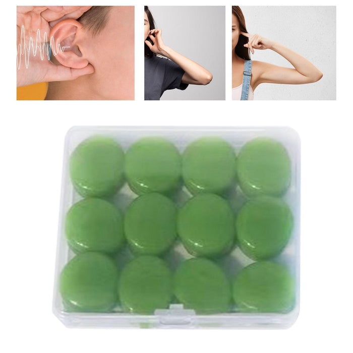 Crofta 12Pcs Ear Plugs Soft Sound Blocking Ear Plugs for Traveling Concert Studying green