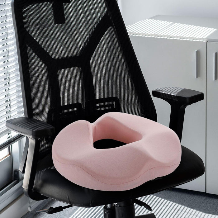 Crofta Donut Pillow Non Slip Office Chair Cushion for Hemorrhoids Wheelchair Travel pink