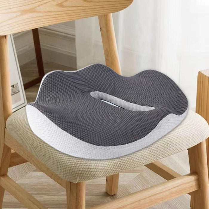 Crofta Memory Foam Seat Chair Cushion Tailbone Seat Cushion for Travel Gaming Chair grey and white