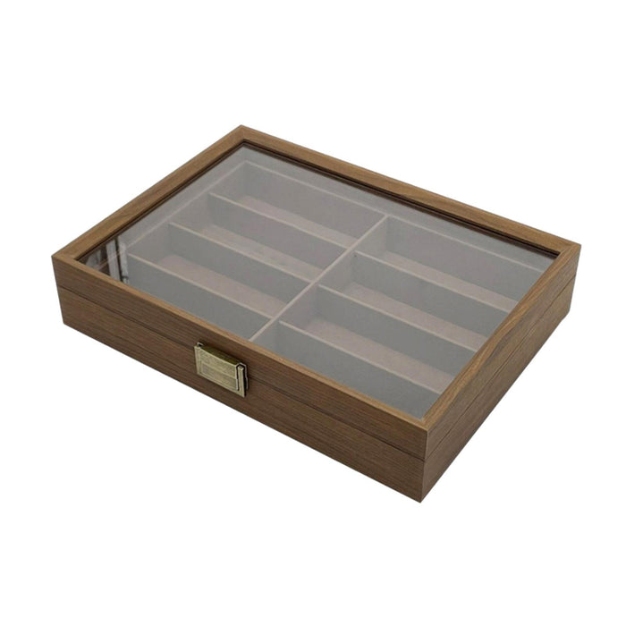 Crofta Wooden Sunglasses Organizer Box 8 Grids Sturdy for Gift Decorations Domestic