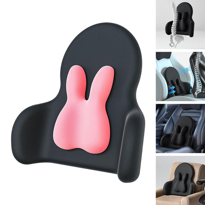 Crofta Lumbar Support Pillow Back Cushion Back Support for Cars Airplane Women Rabbit Pink