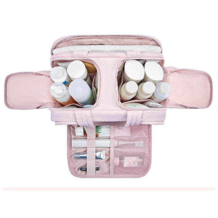 Crofta Make up Organizer Handbag Open Toiletry Bag for Trips Outdoor Sports Holiday Pink